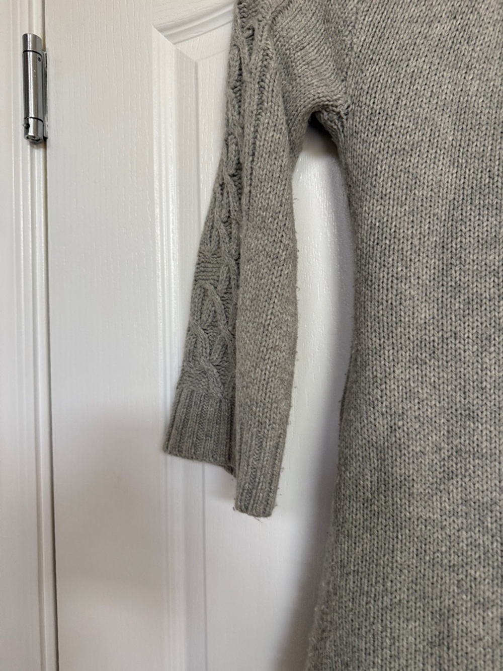 Beth Bowley Light Gray Cable-Knit Belted Cardigan - Picture 9 of 12